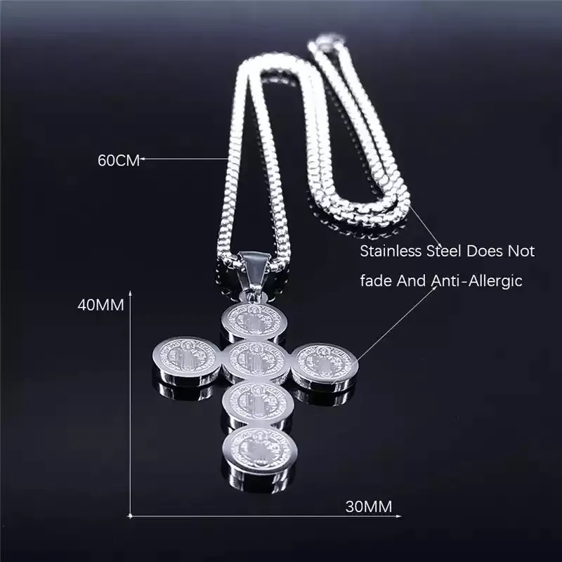 Christian Cross Pendant Chain Silver Necklace - Image 7