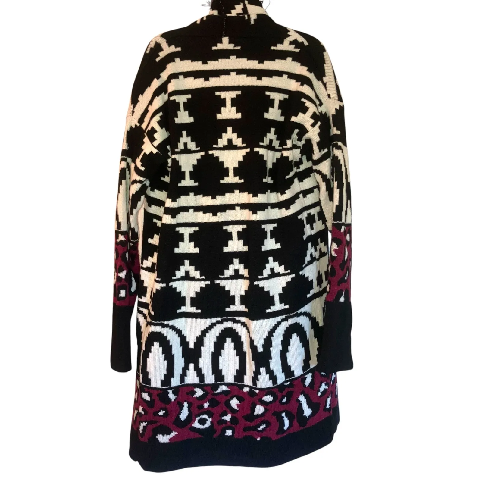 NWT San Lorenzo Open Cardigan Multiprint Aztect Blanket Sweater - Image 7