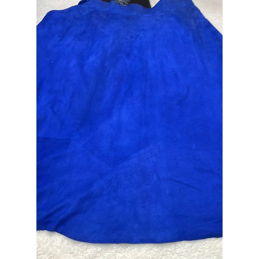 Vintage Carlisle Royal Blue 100% Suede Flare Skirt Women's Size 14 - Image 3