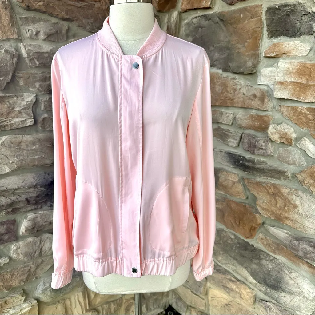 Women’s Juicy Couture Full Zip Lightweight Bomber Jacket Size Large Pink / Peach - Image 7