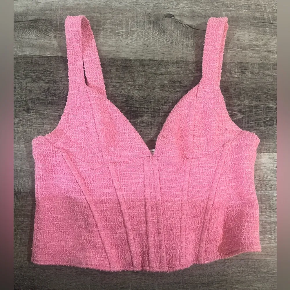 ZARA textured boucle corset tank top - Image 3