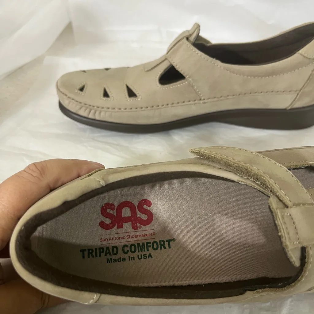 SAS ROAMER MARY JANE 9.5 TAN TRIPAD COMFORT SOFT STEP‎ MADE IN USA PREOWNED - Image 5
