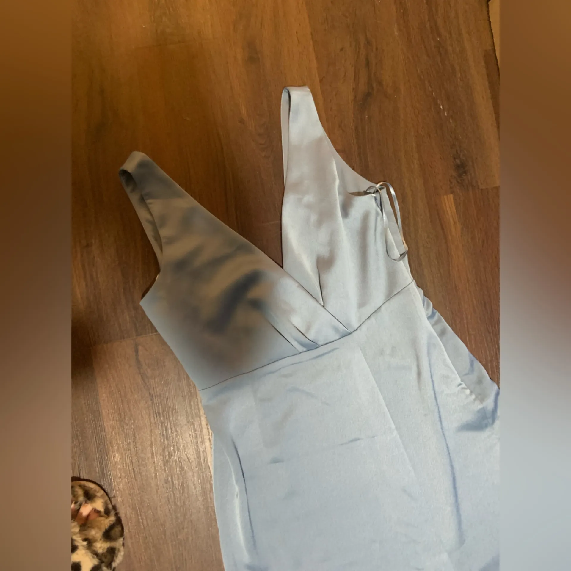 BHLDN Piper Bridesmaid Dress Dusty Blue Anthropolgie maxi gown satin 14 NWT $350 - Image 5