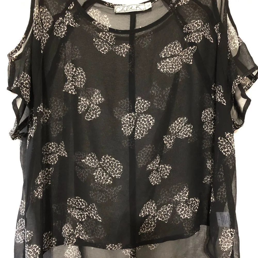 Chloe K Sheer Bows Design Top - Image 2