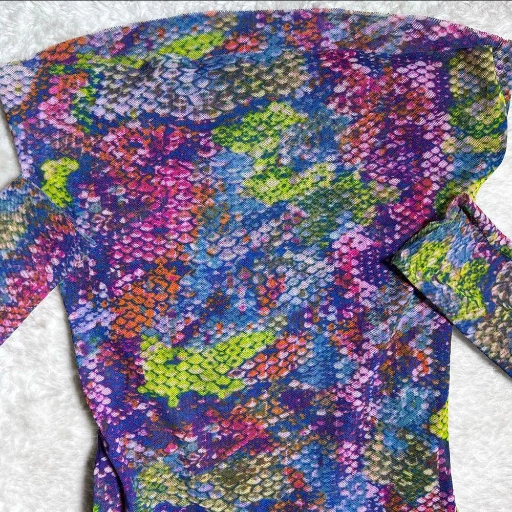 Saks Fifth Avenue Black Label Multicolor Snakeskin Print Ruched Top - Image 9