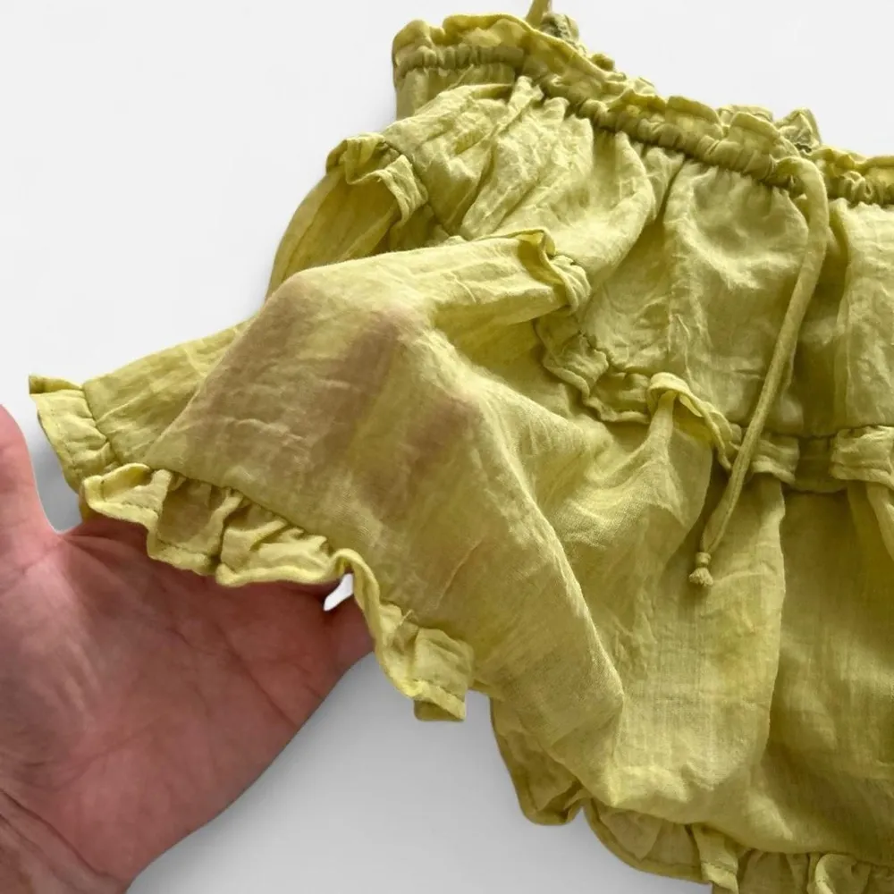 Rays for days summer ruffle Luella Top in Celadon yellow green color size small Tan - Image 5