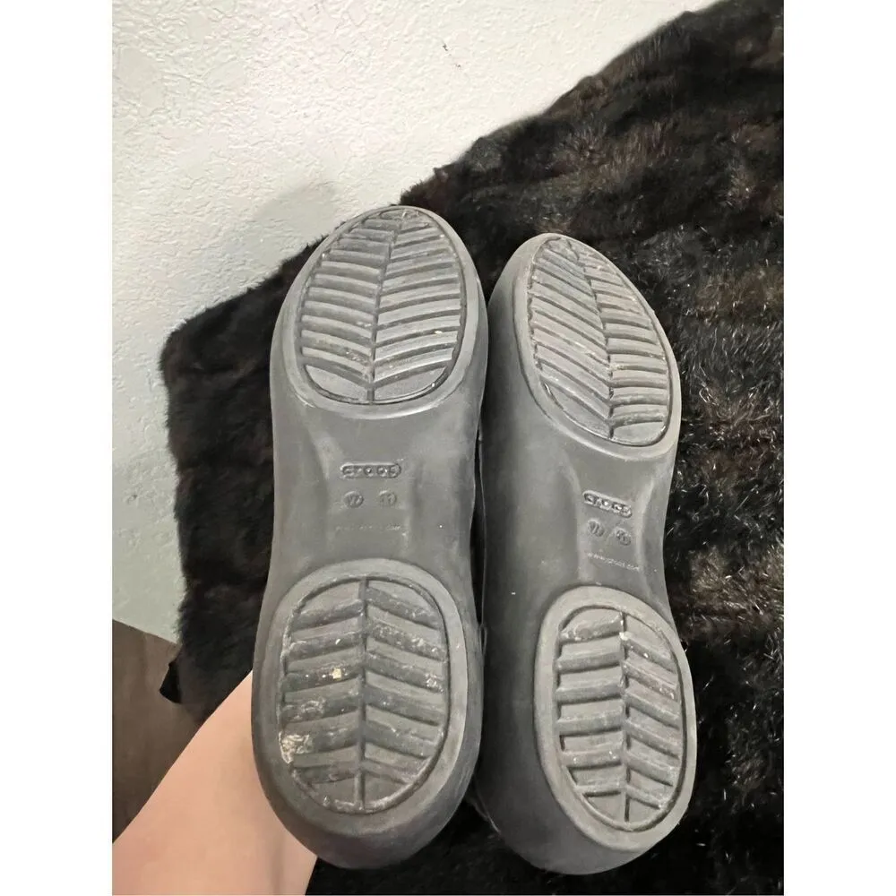 Crocs Laura Iconic Comfort Ballet Flats Slip Ons Woman Sz 11 Black - Image 6