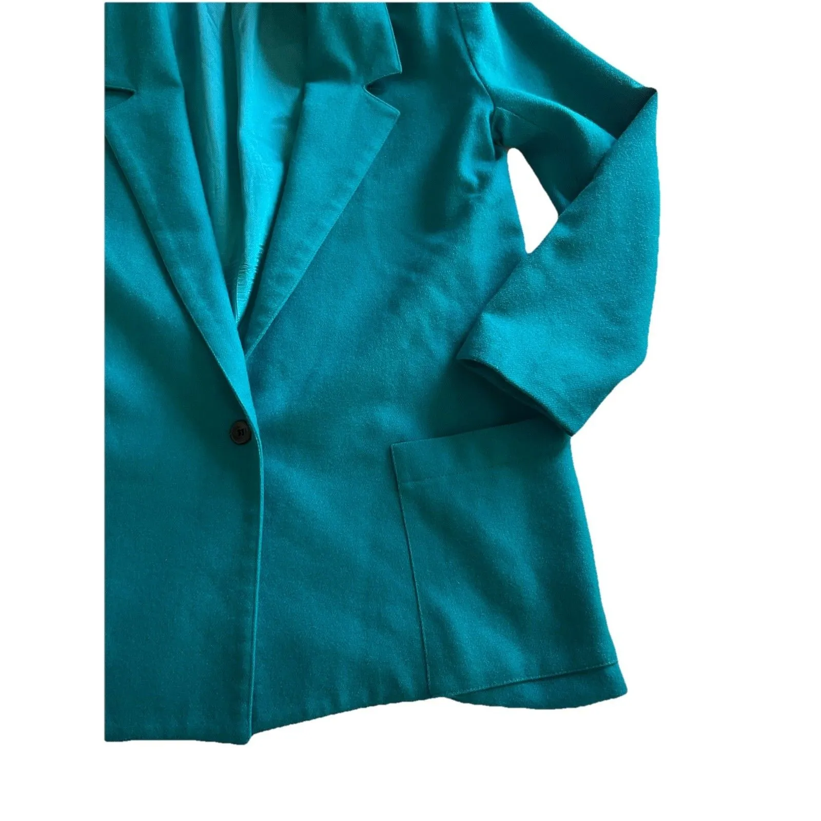 Vtg Wool Blazer Size 7/8 Turquoise Blue Preppy Button Closure - Image 4