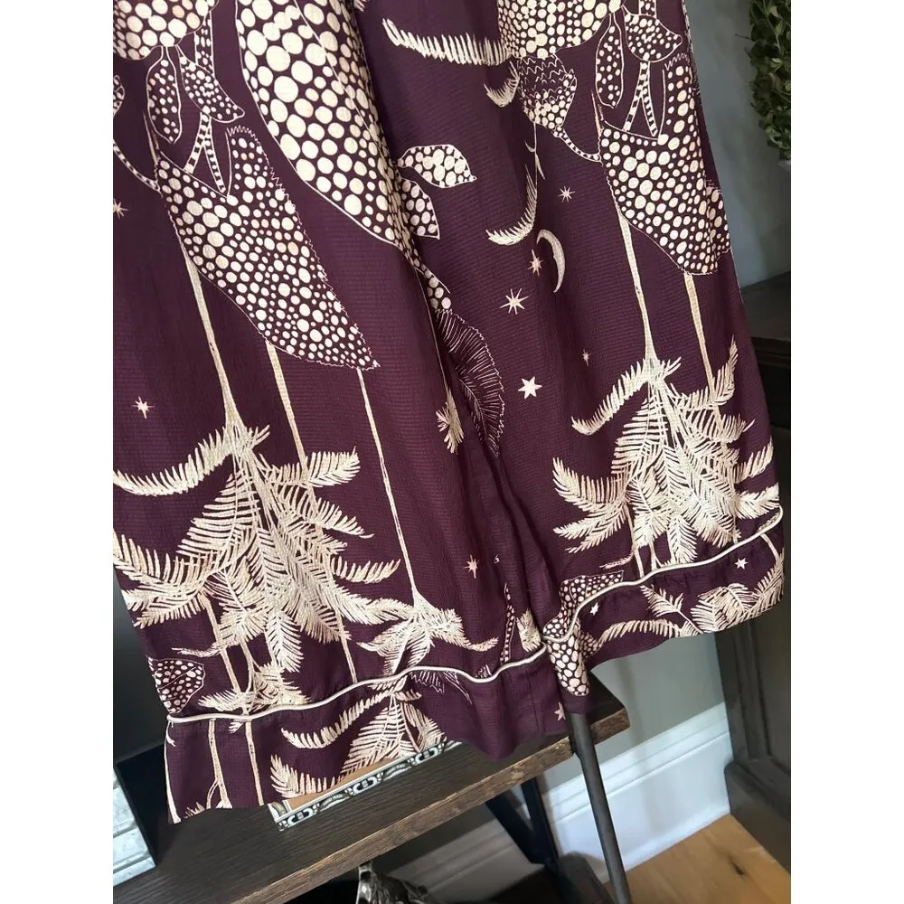Forte Forte Printed Palazzo Pants Purple Cream Womens Size 00 XXS - Image 7