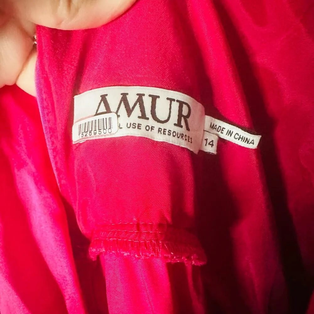 AMUR Amelia Dress Rosie Grape V-Neck Open Back Asymmetrical Hem Dress Size 14 - Image 10