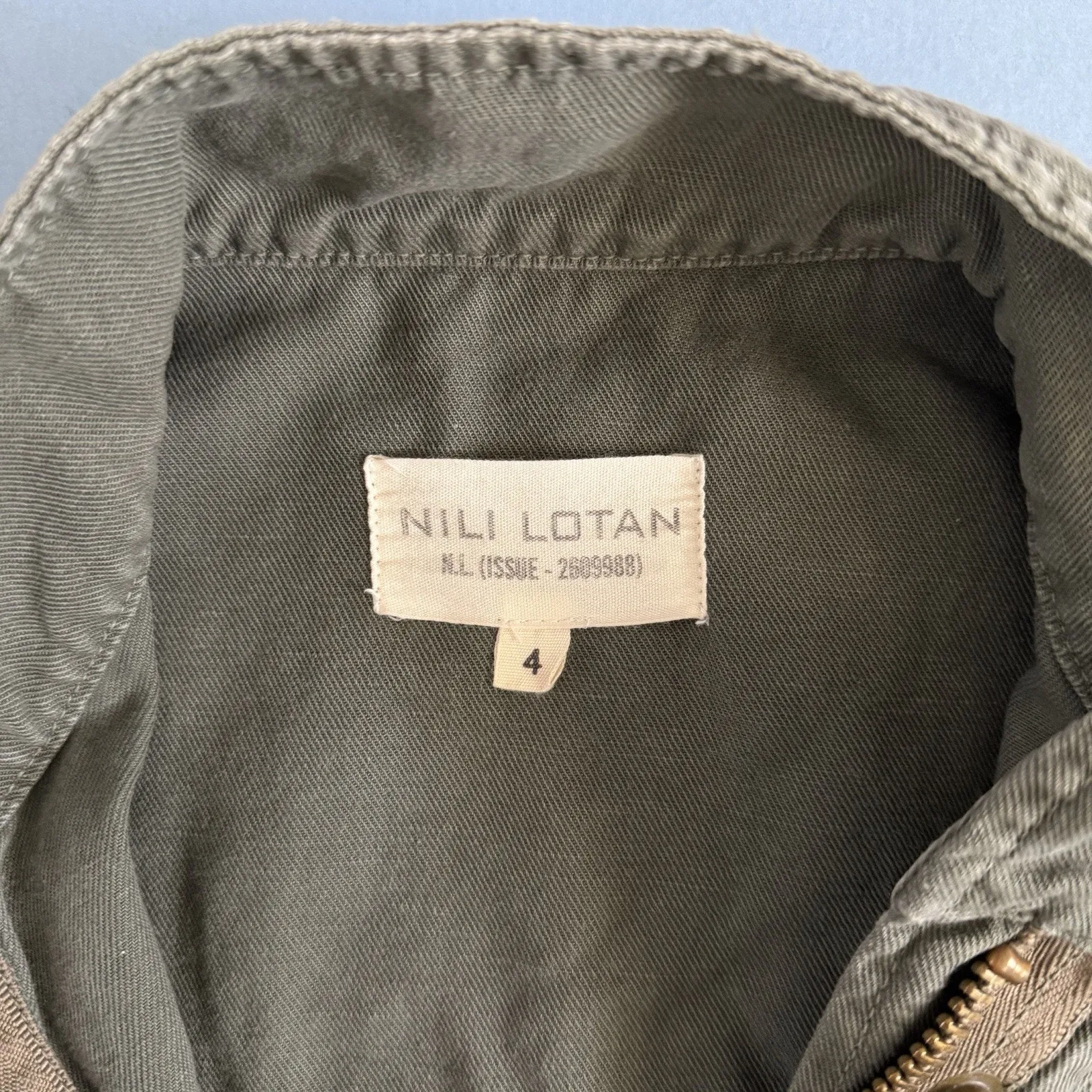 Nili Lotan Army Green Denim Military Cut Off Sleeveless Utility Vest Size 4 - Image 5