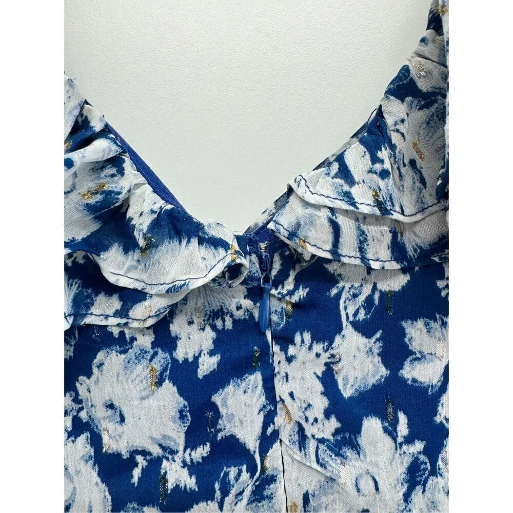 Aqua Maxi Dress Womens Size Extra Small Tiered Metallic Formal Evening Gown Blue - Image 8