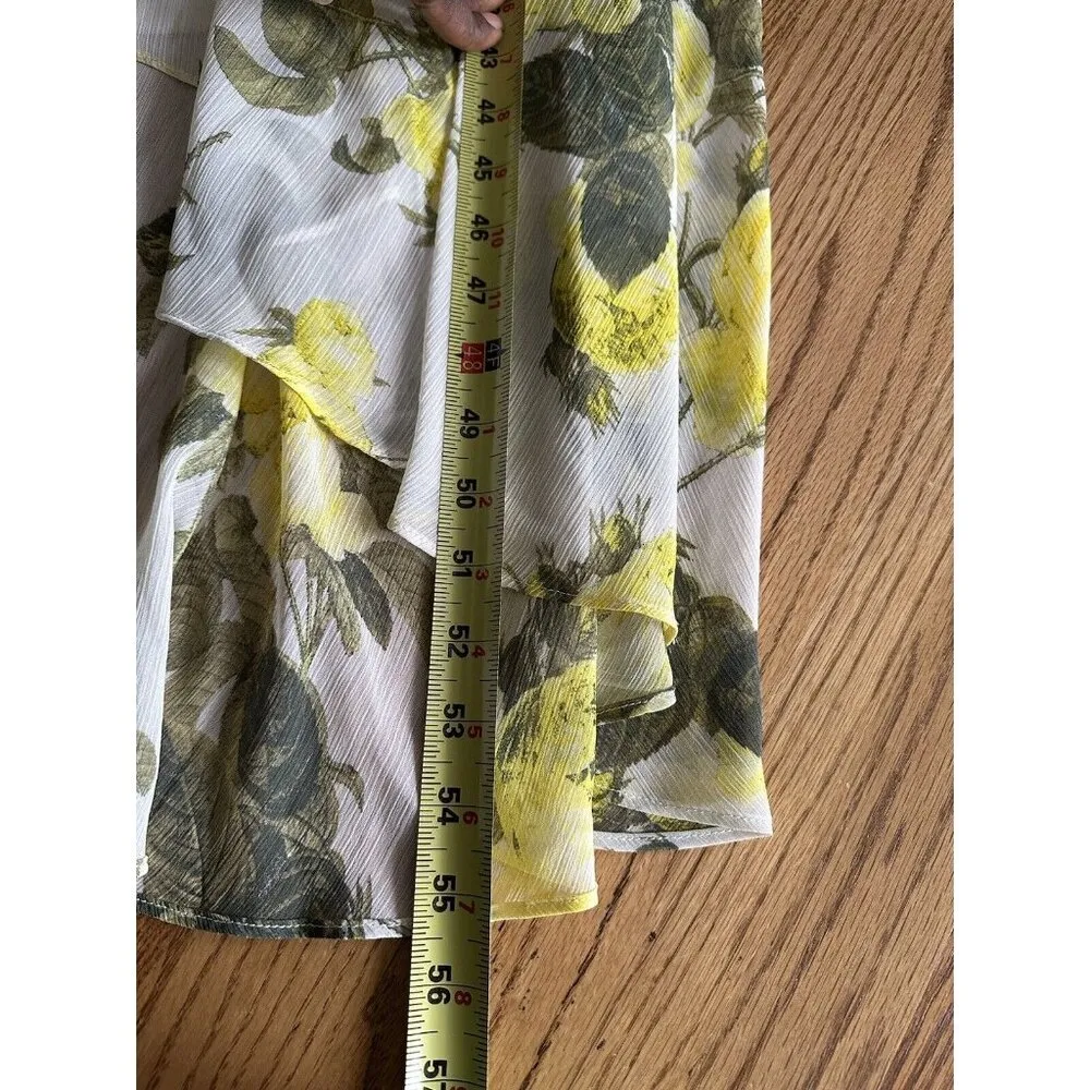 CALVIN KLEIN Women’s Lemon Print Deep V Neck Maxi Hi Low Dress 3/4 Sleeve Sz 14 - Image 10