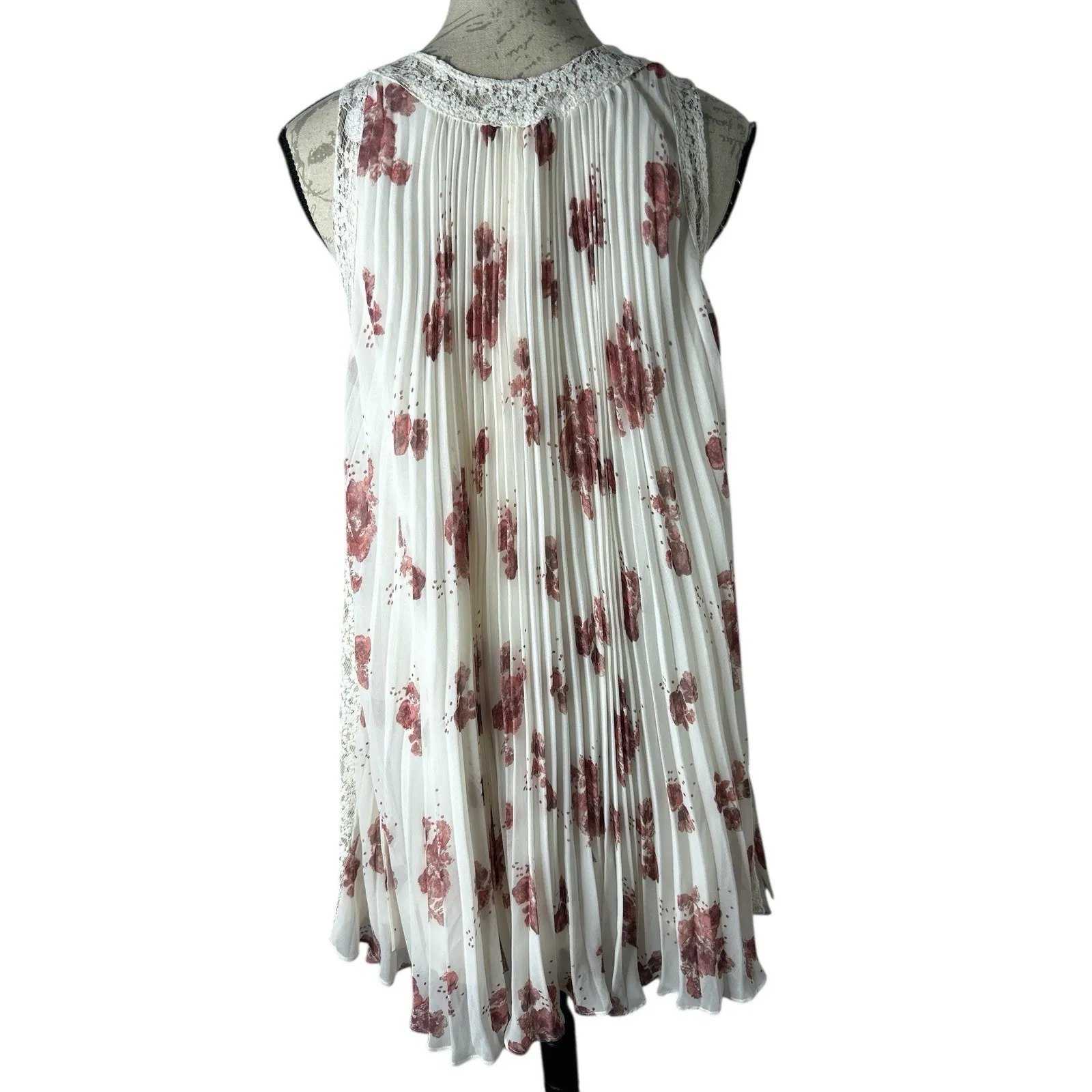 FREE PEOPLE Women's‎ Spring Accordion Pleat Chiffon Trapeze Dress Sz Small Boho - Image 2