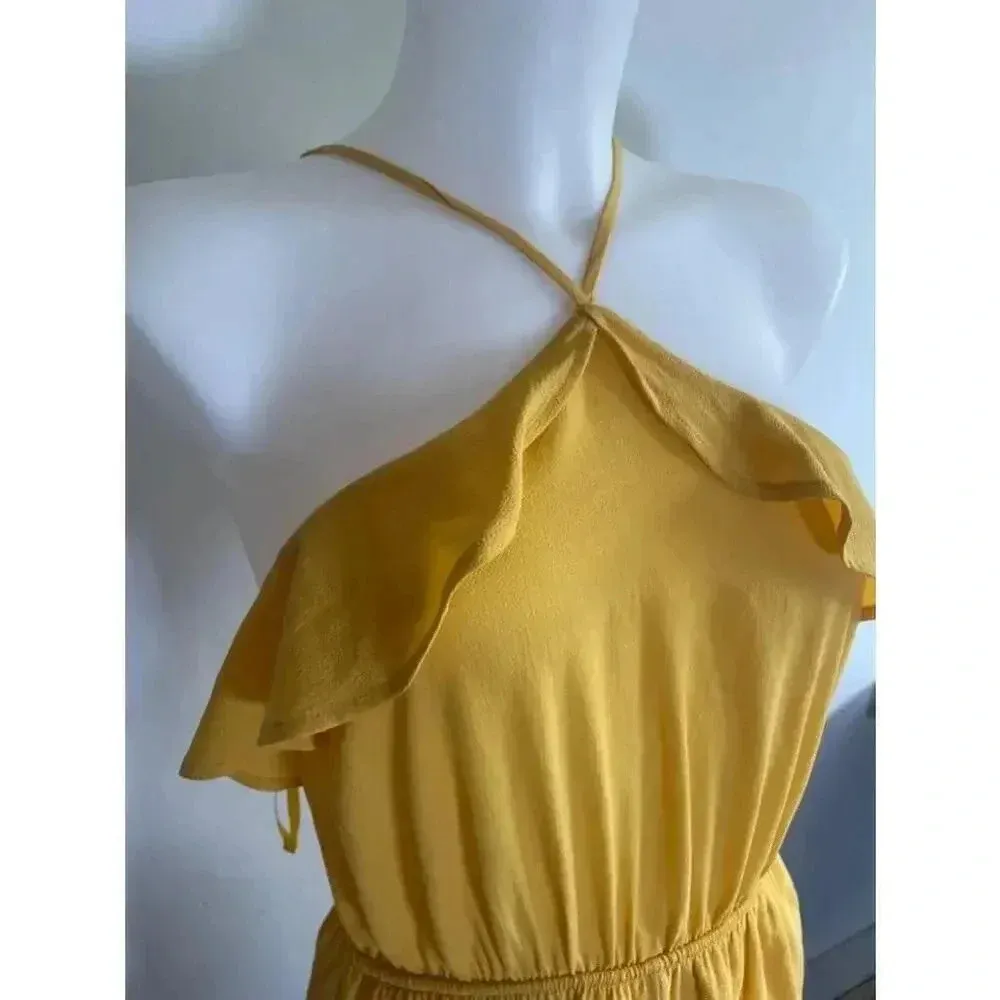 Boutique Monteau Women's Yellow Halter Neck Romper‎ Shorts Ruffles Summer 0154 - Image 3