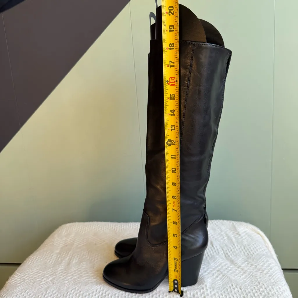 Saks Fifth Avenue Sammie Black Leather Knee High Boots Sz 6 New and Unworn - Image 11