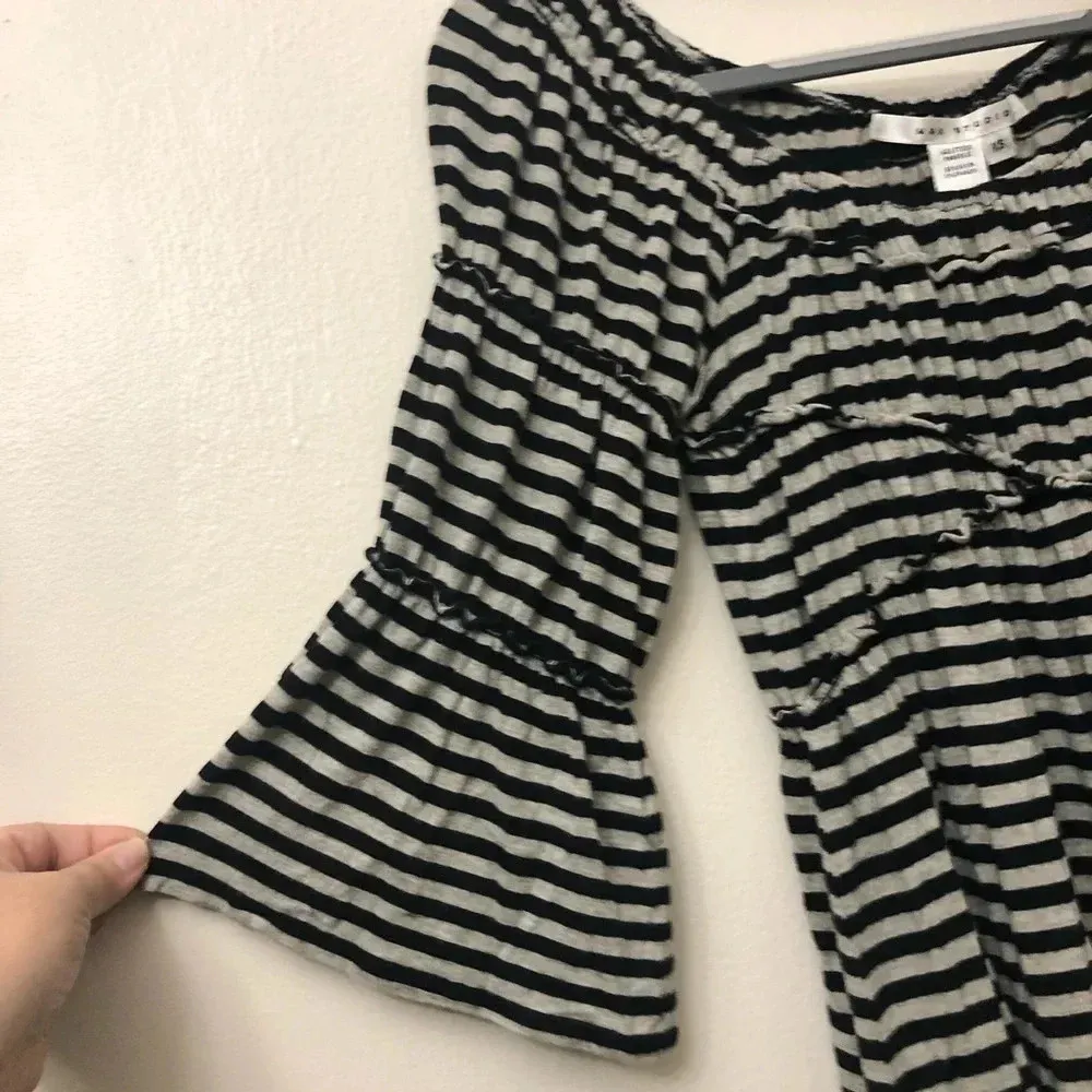 Max Studio Gray & Black‎ Stripe Top Size XS - Image 3