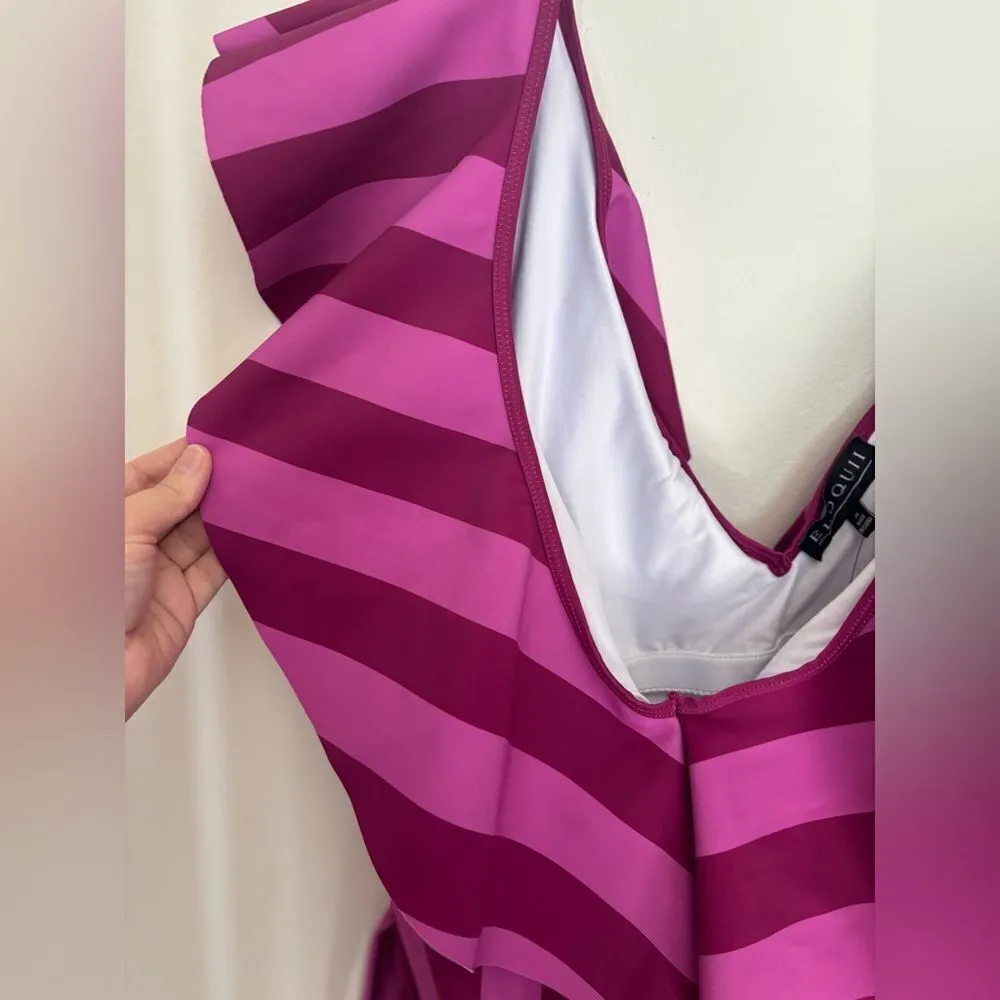 NWT Eloquii Plus size stripes swimsuit with ruffle detail size 26 - Image 8