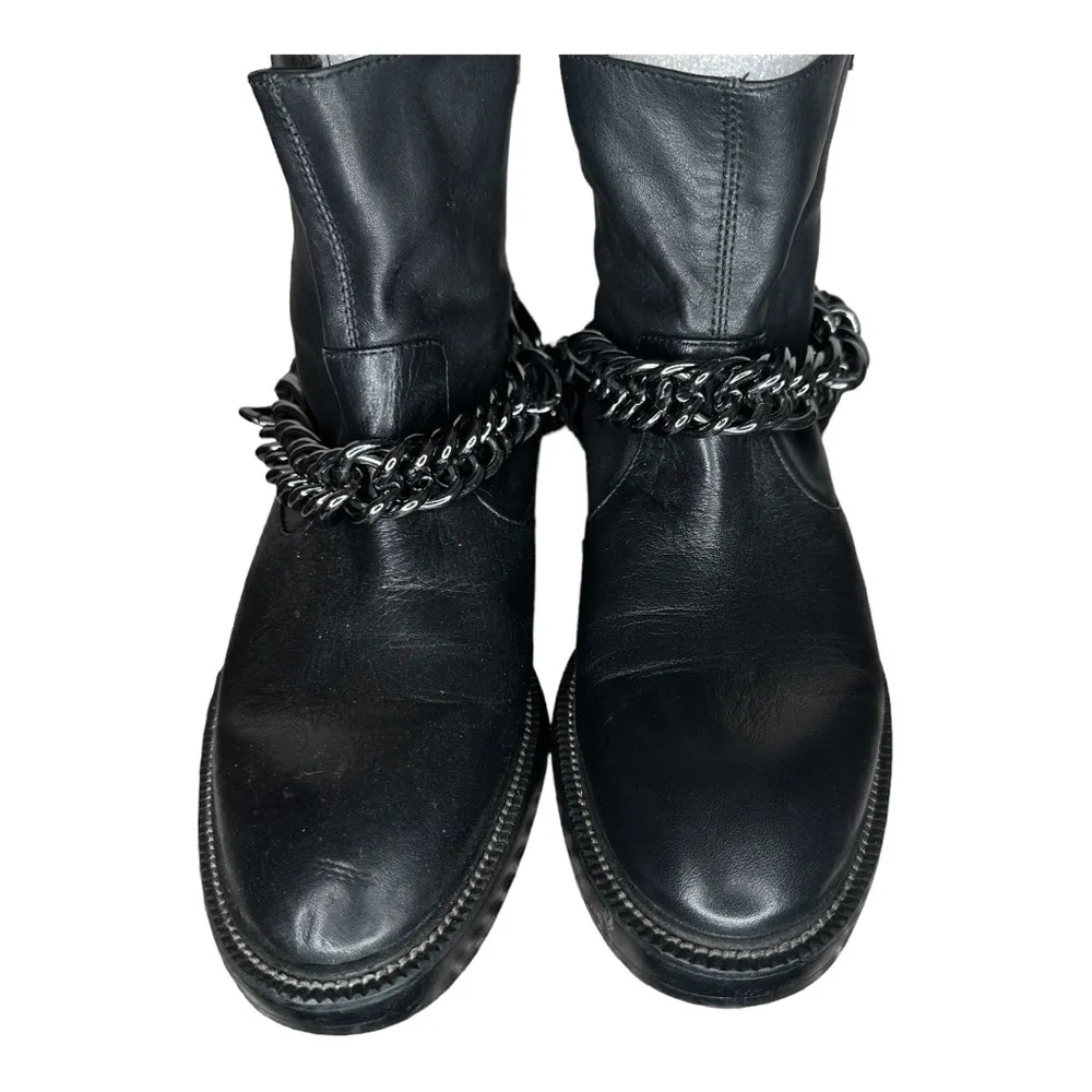 Zara Woman Leather Boots with‎ Chains - Image 2