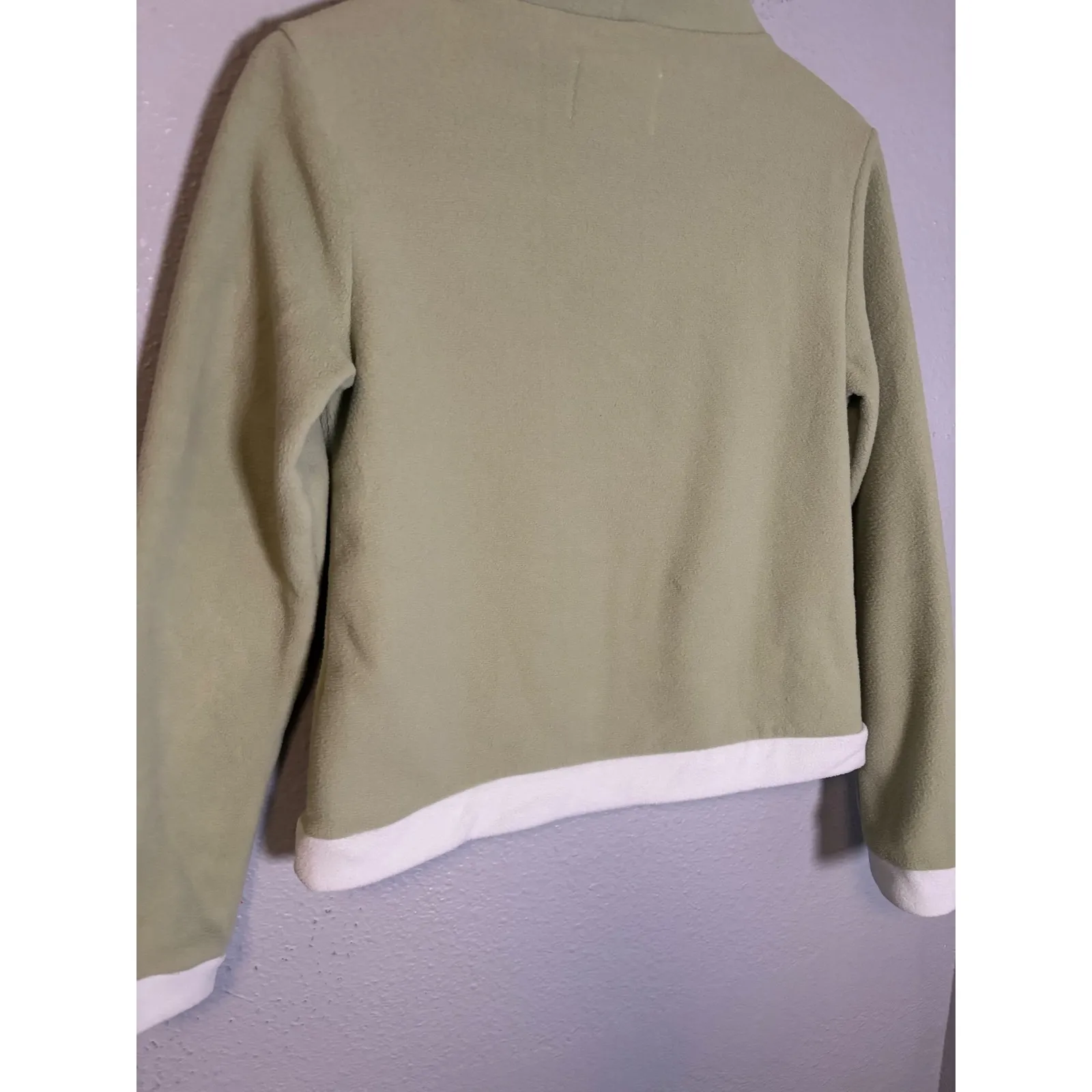 Dudley Stephens Park Slope Sage & Aqua Colorblock Pullover Size Small Fleece Green - Image 9