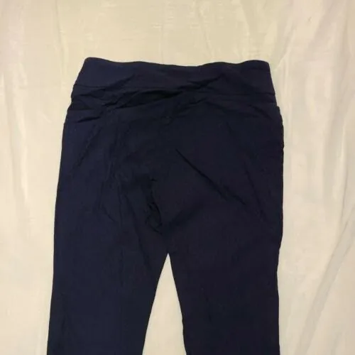 Van Heusen Womens 8 Navy Diamond Textured Cropped Dress Slacks Pants - Image 7