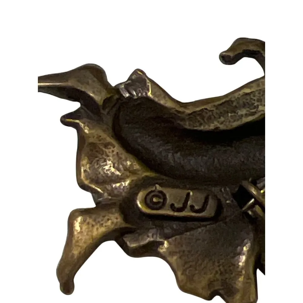 Vintage JJ Angel Brooch Pin Rhinestone Star Accents Winged Celestial 3" Tall - Image 4