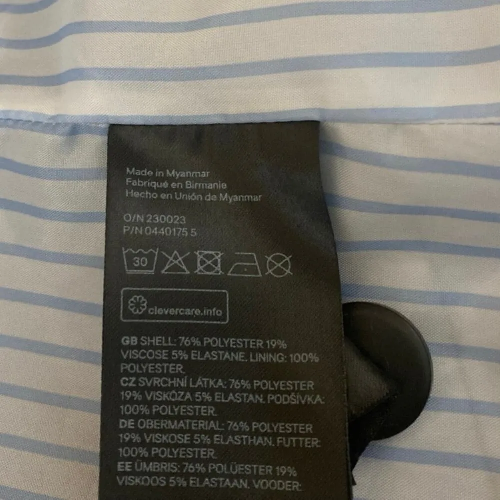 H&M Women's Blue Long Sleeve Single Button Notch Blazer Coat Suit Jacket Size 4 - Image 4