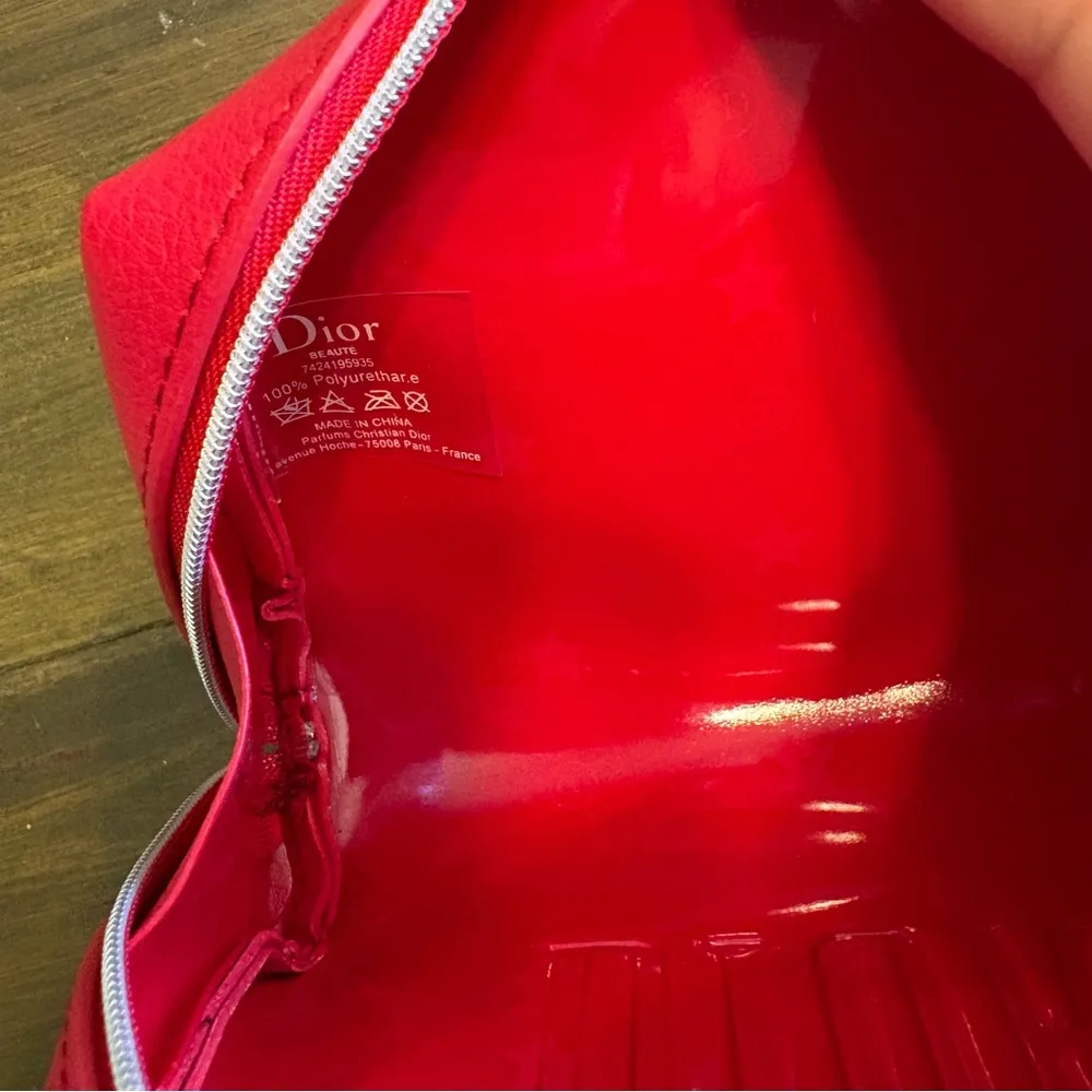 Dior Red Cosmetic Bag Hot Clutch Bag Make Up Case Travel Pouch Logo Small - Image 6