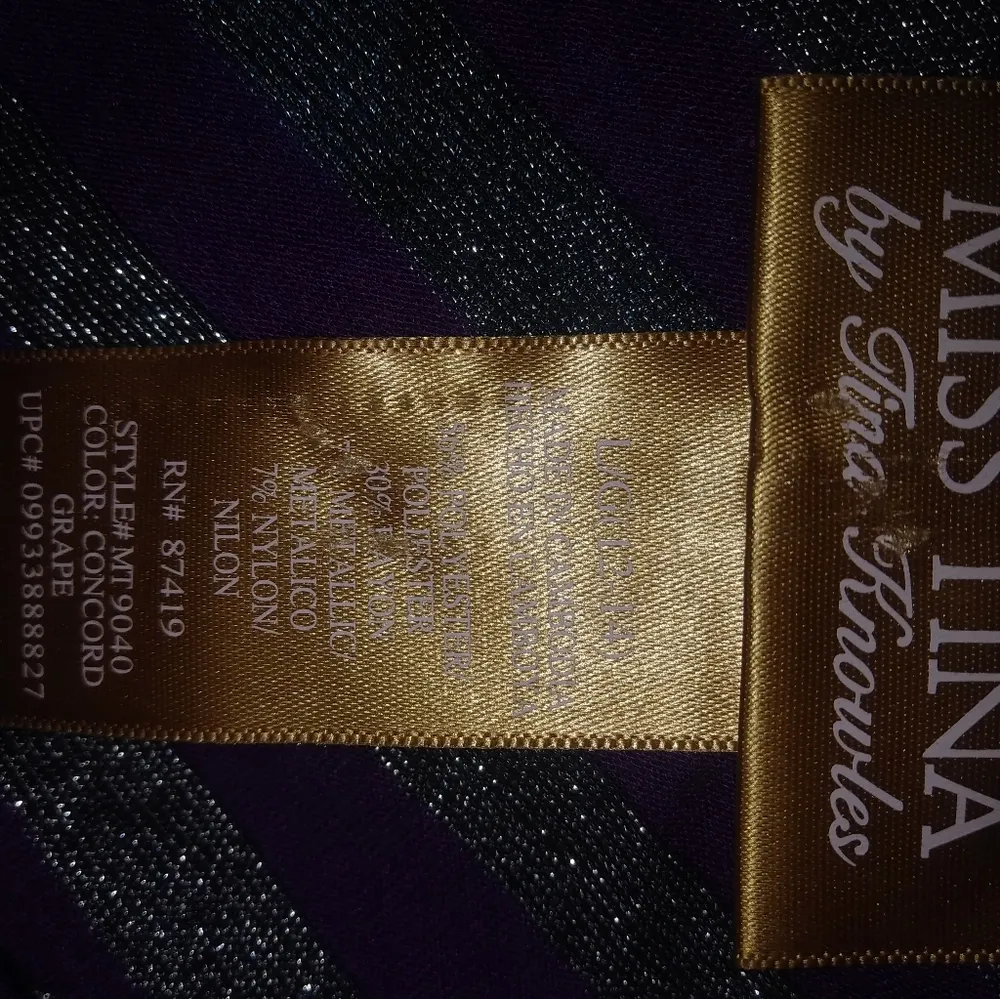 Miss Tina Knowles L Purple Silver Stripe Top Size L - Image 5
