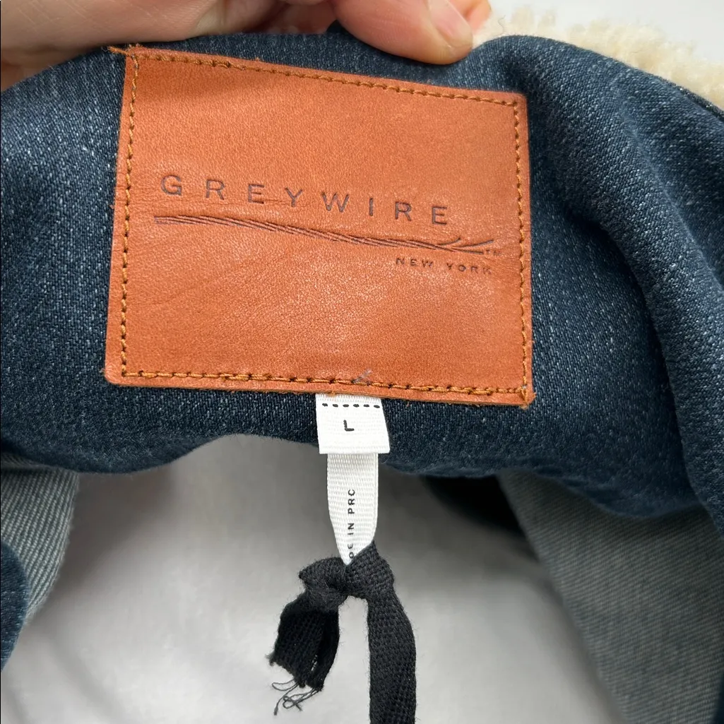 Greywire Sherpa Collar Denim Jacket Dark Wash Fitted Women Size L Blue Size L - Image 2