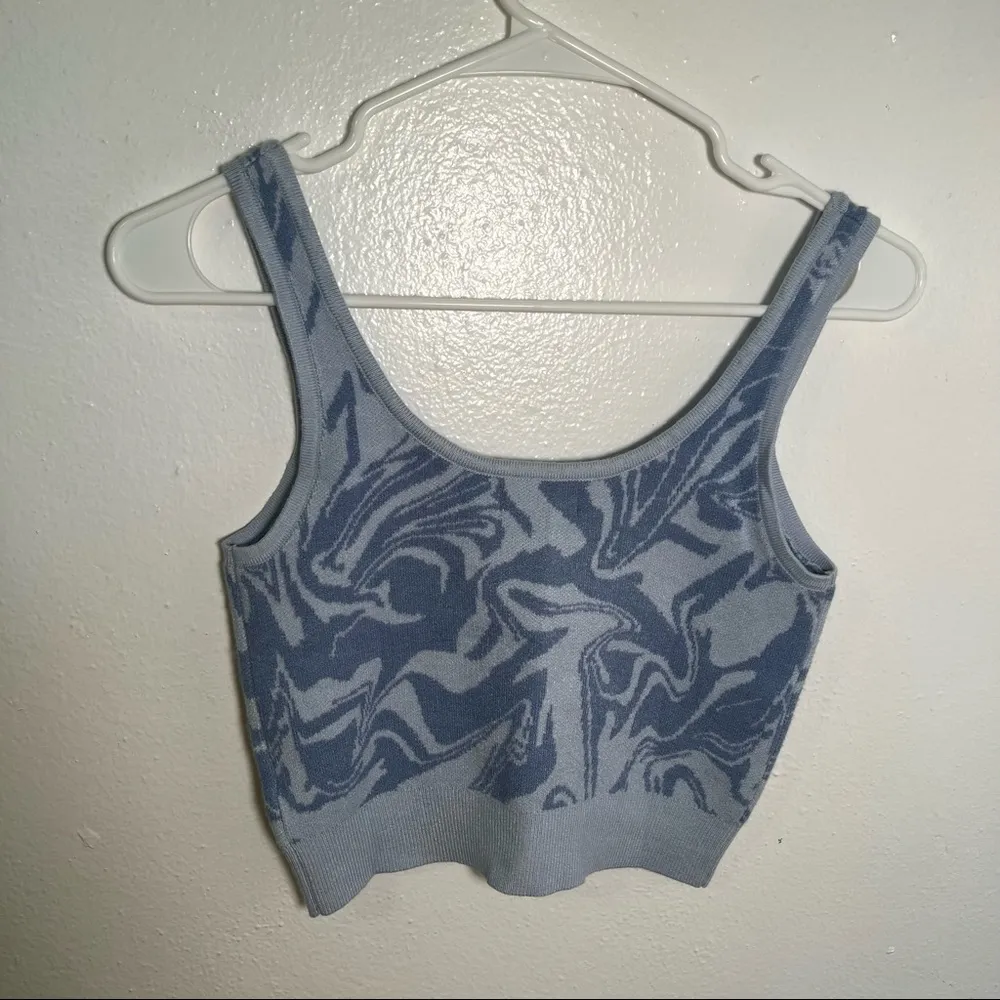 L.A. Hearts Cropped Knit Tank Top Blue Geo Y2K - Image 10