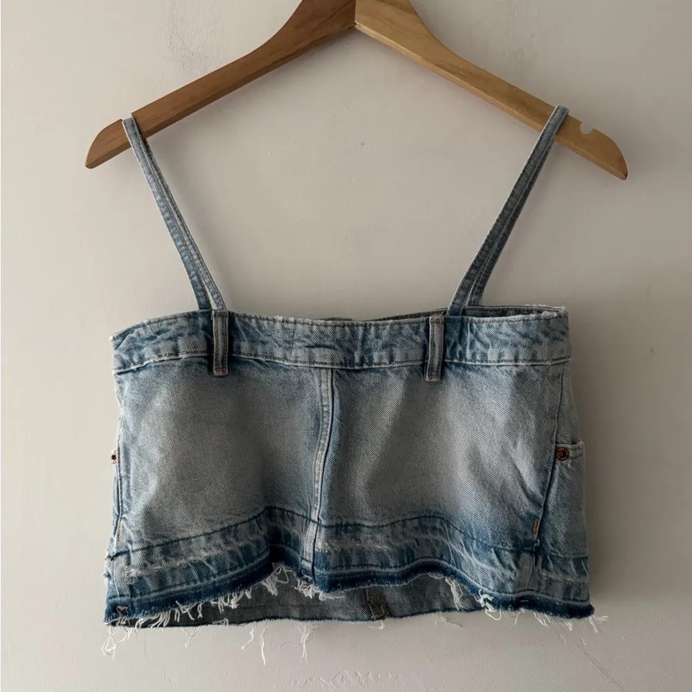 ZARA TRF SKIRT STYLE DENIM CROP TOP - Image 6