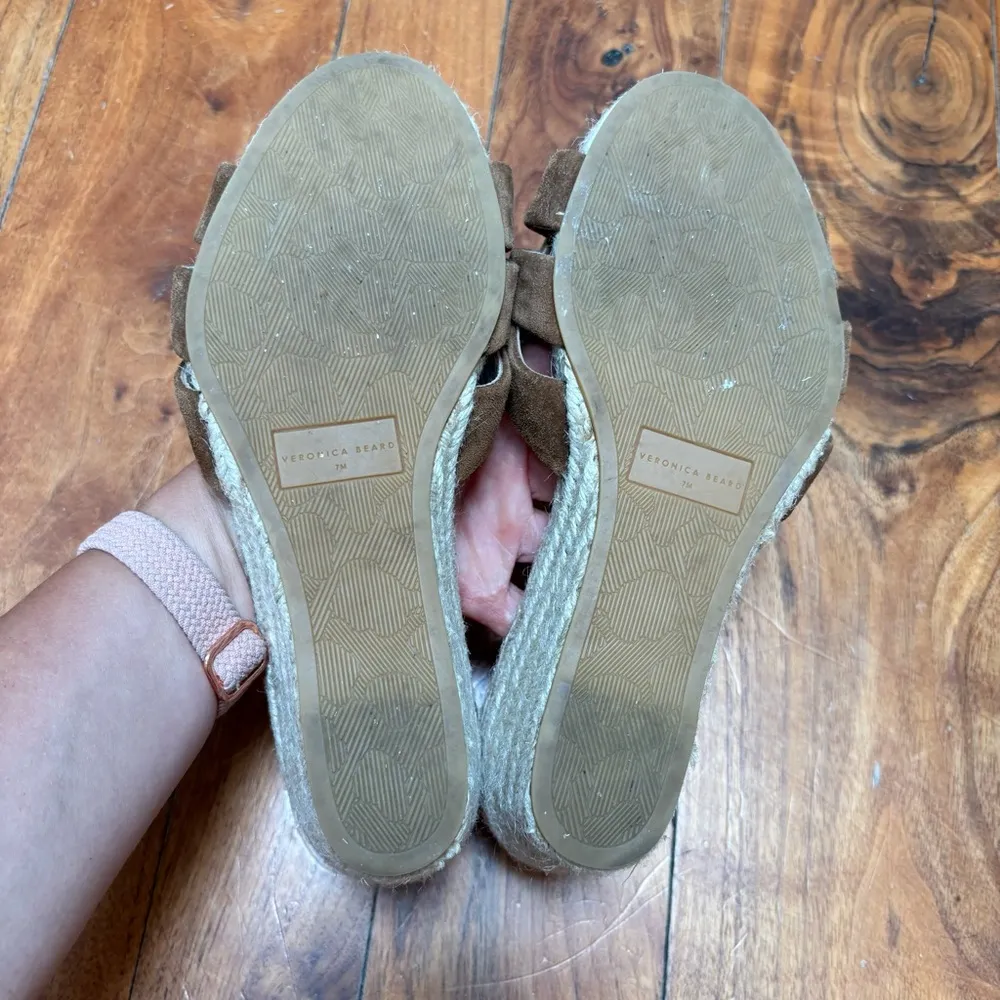 Veronica Beard Ivy Suede & Raffia Wedge Sandals Hazelwood Espadrille 7 - Image 8