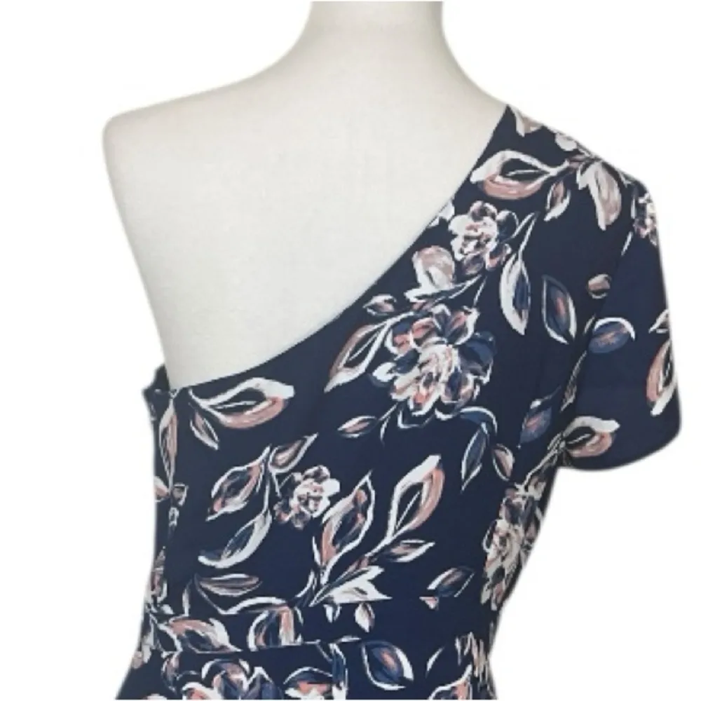 Charles Henry New Dress One Shoulder Midi Blue Pink Floral Women’s Size Large - Image 13