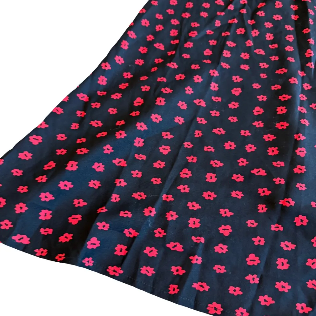 Princess Polly Black Red Floral Print Skirt Midi High Slit Flowy Trendy Size 4 - Image 5
