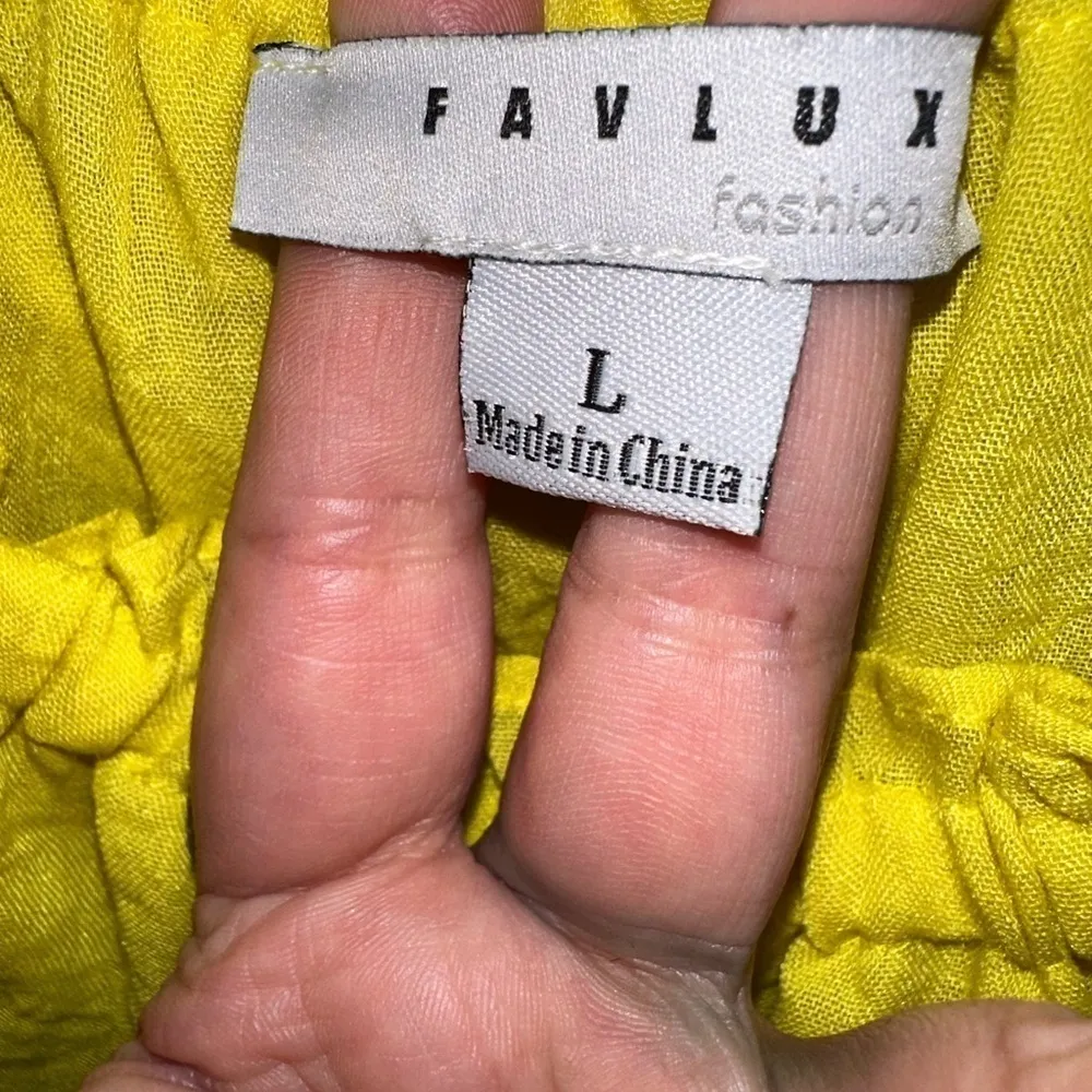 FAVLUX Yellow Off the Shoulder Smocked Yellow Ruffle Mini Dress - Image 6