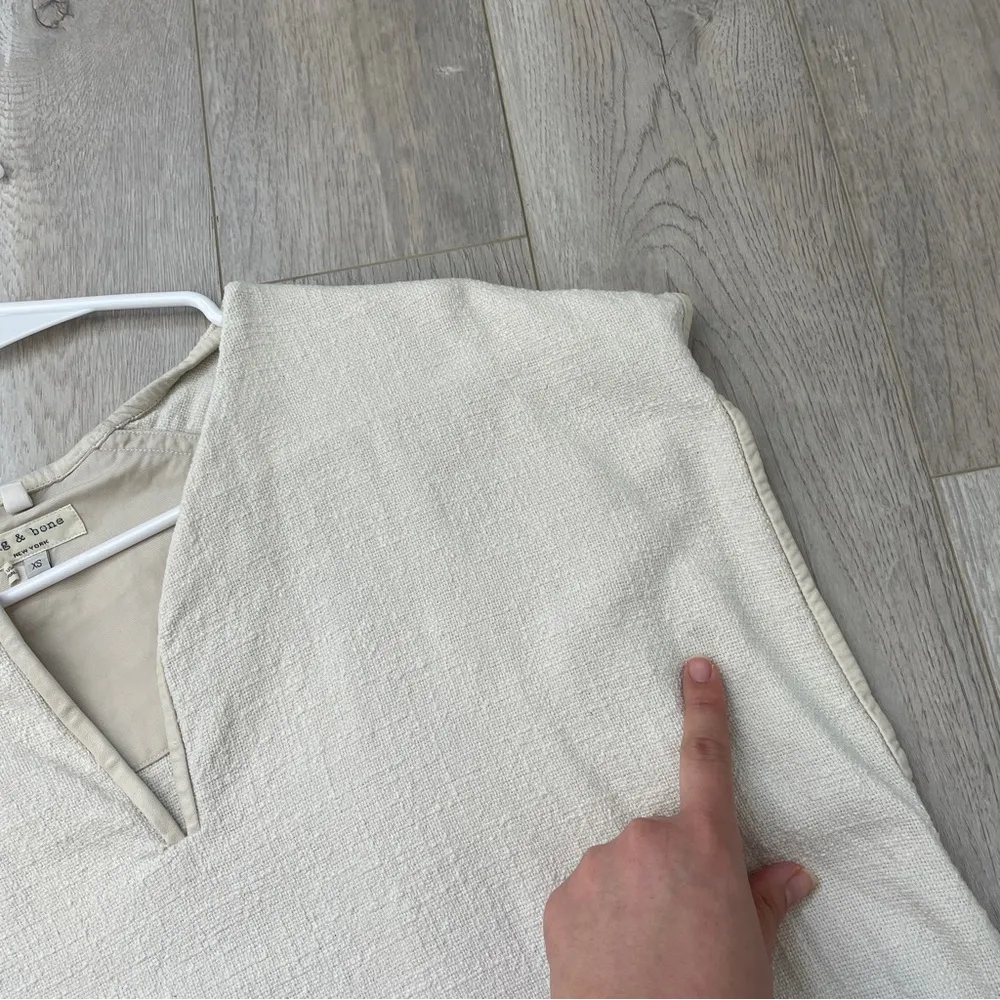 rag & bone Dress elsa tunic shift leather trim Cream (xsmall) minimalist coastal - Image 5