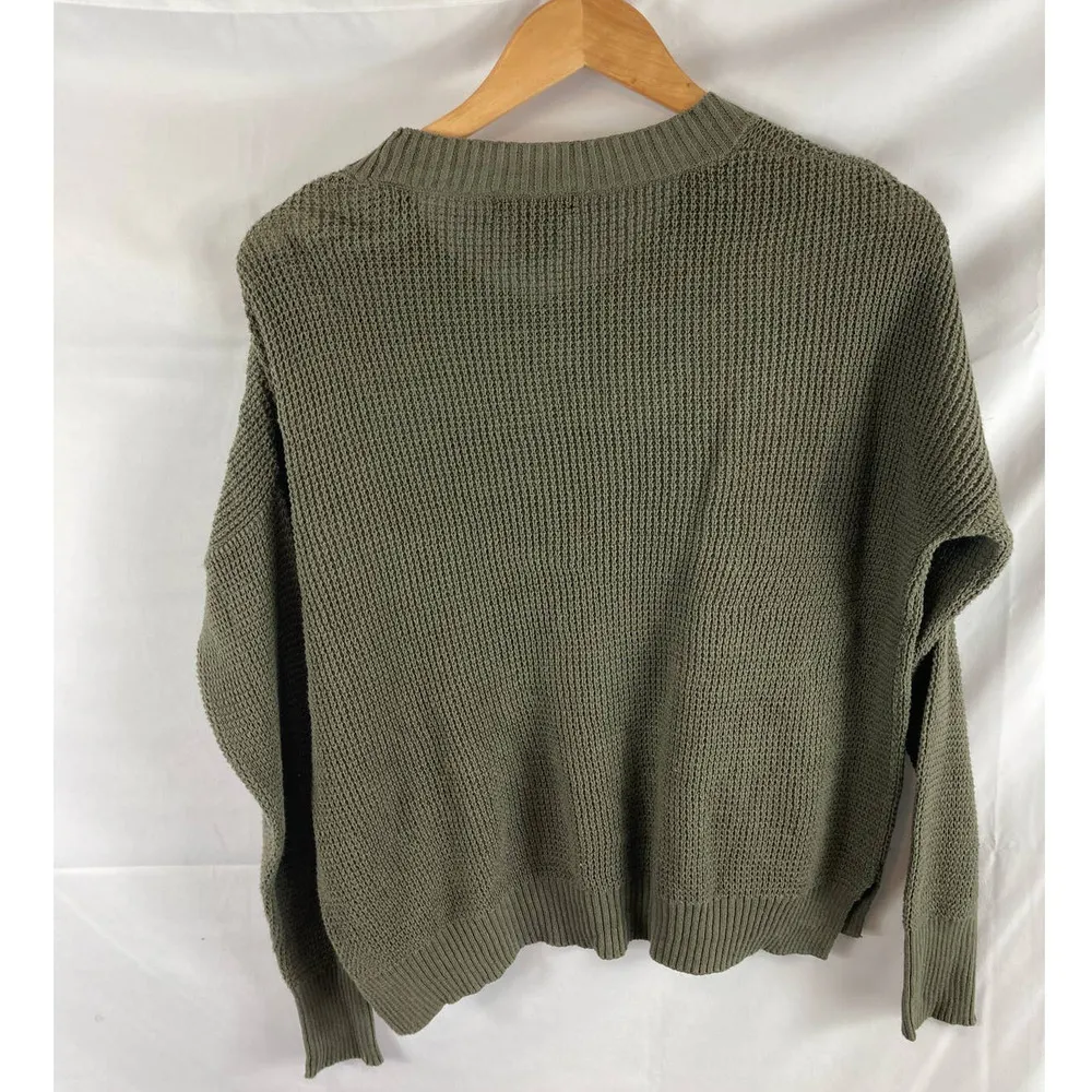 Sweet Romeo Nordstrom Seed Stitch Loden Olive Green Crewneck Cotton Sweater xs - Image 4