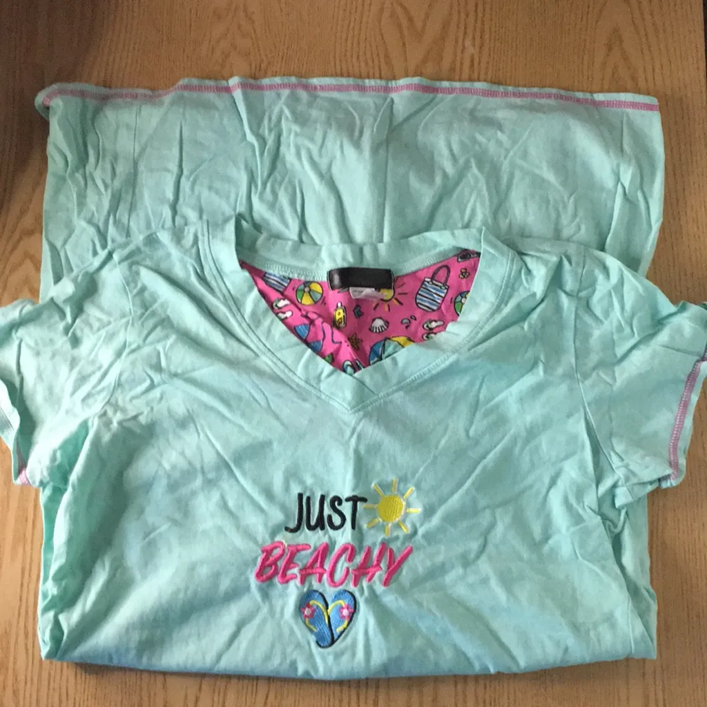 Just Beachy Sandals Pajama Gown Cotton Soft Medium Green - Image 7