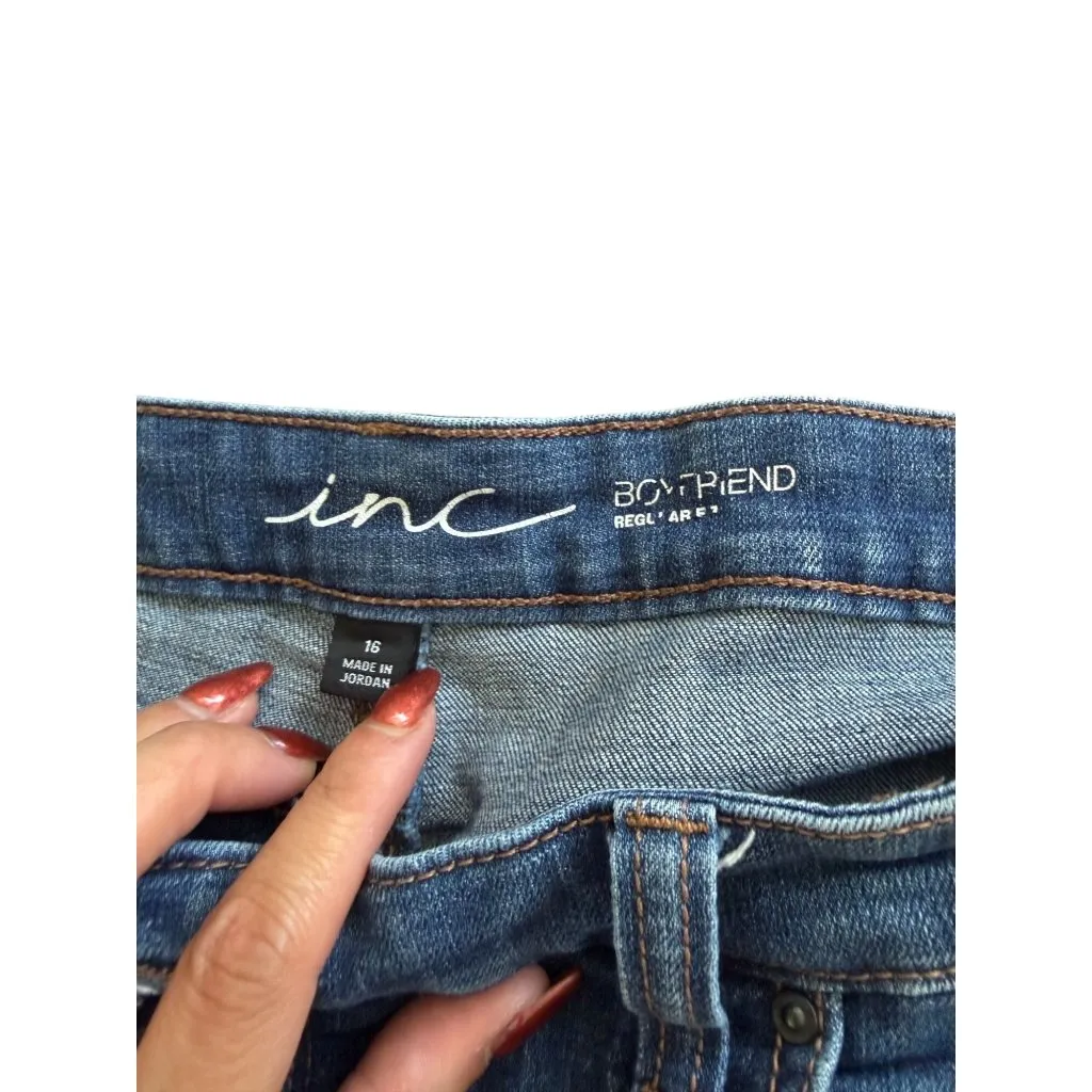 INC Macys Medium Wash Boyfriend Jeans Size US 16 - Image 4