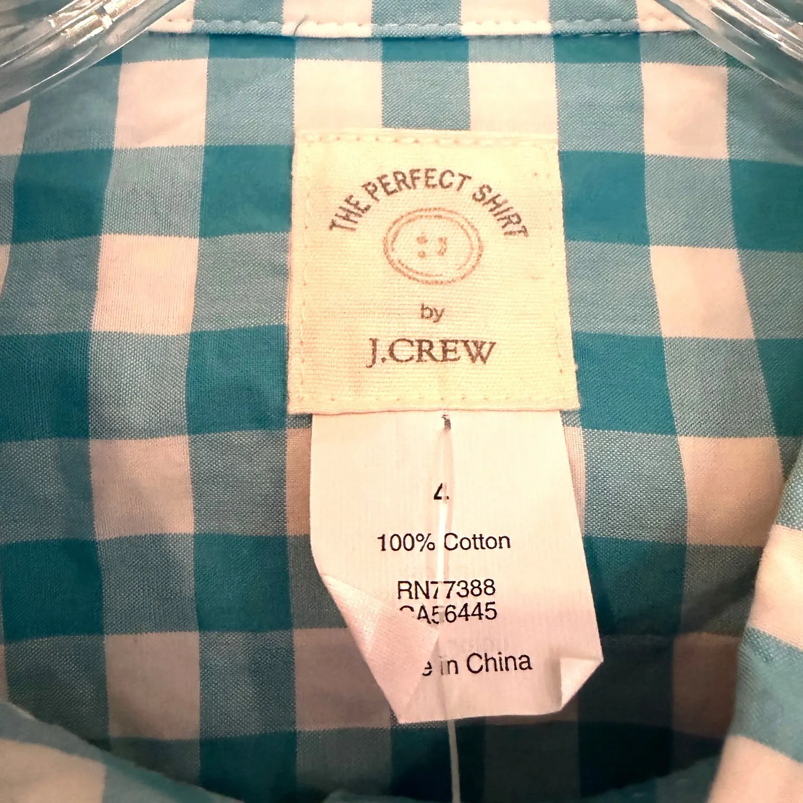 J. Crew The Perfect Shirt Gingham Button Up Shirt Women 4 Teal Preppy Classic - Image 3
