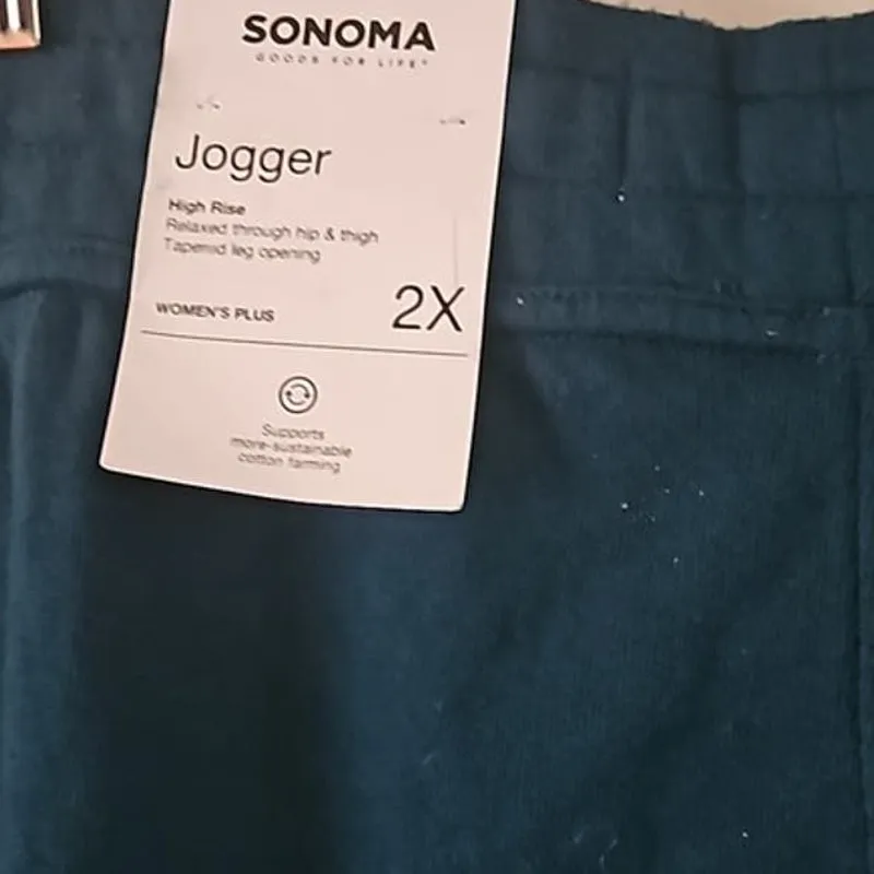 Sonoma Women's Dark Green Pull-On Jogger Pants with Pockets - Size 2X NWT - Image 4