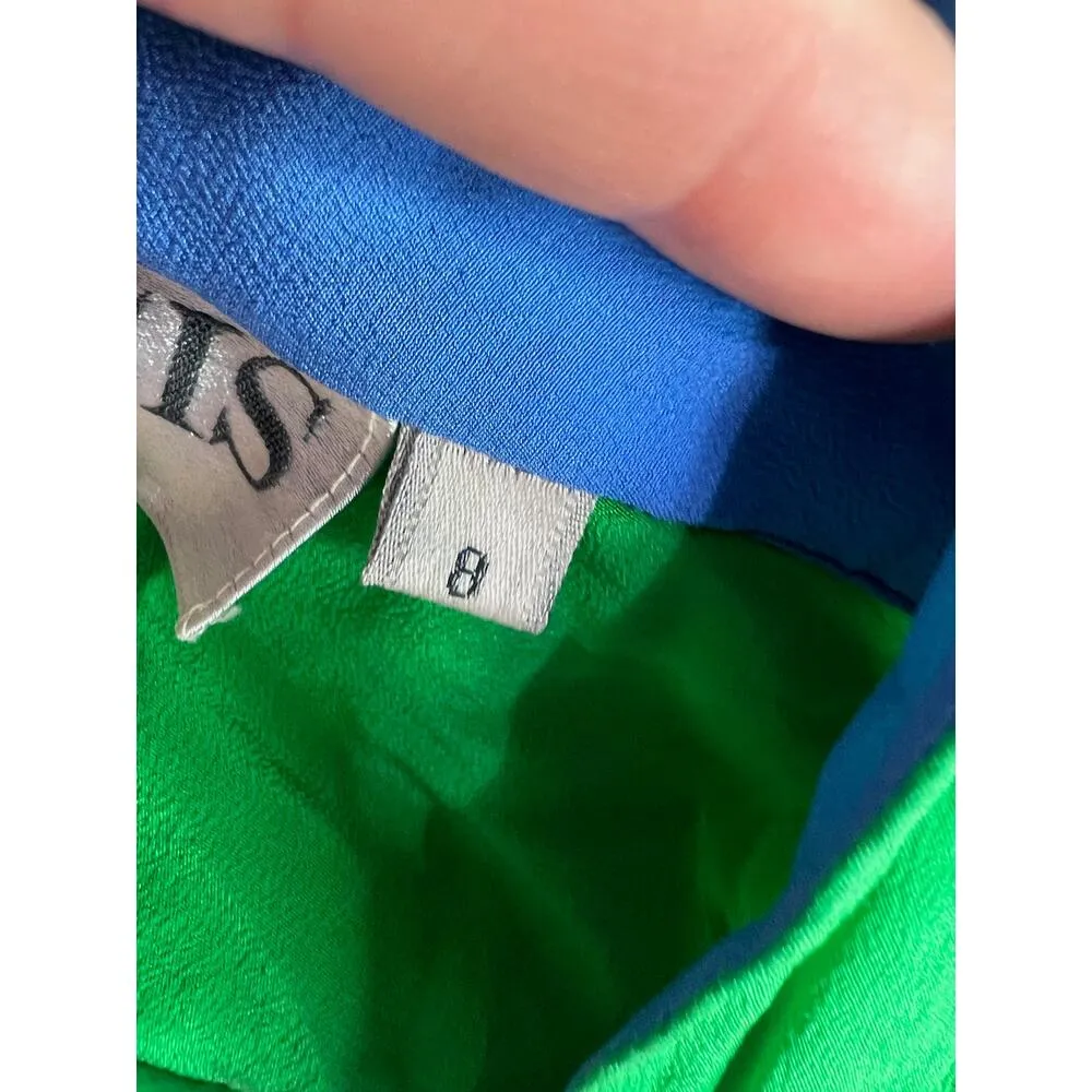 dress 100% silk green blue Size 8 - Image 12