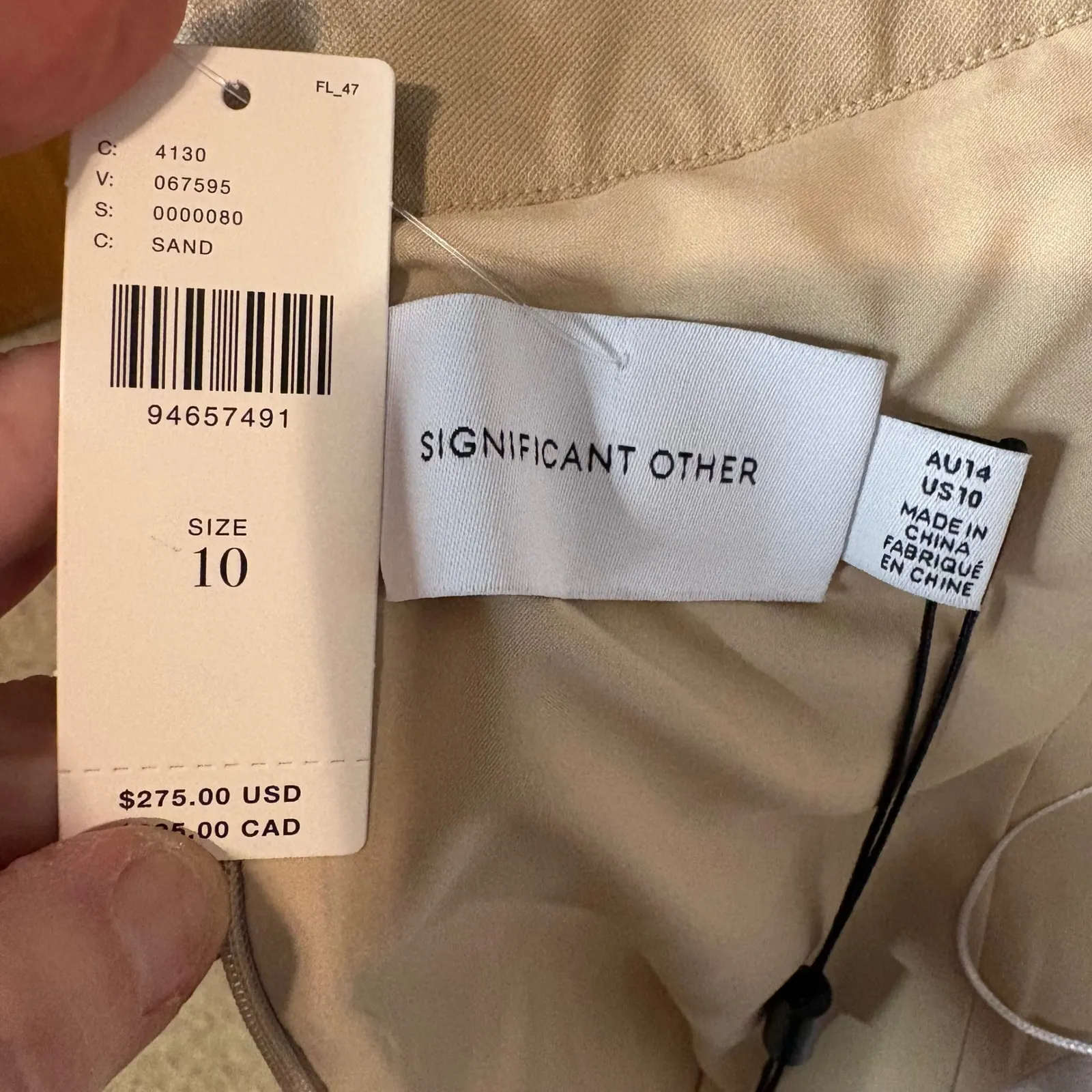 NEW SIGNIFICANT OTHER Abrielle mini dress Anthropologie Sand Halter Neck Tan Size 10 - Image 6