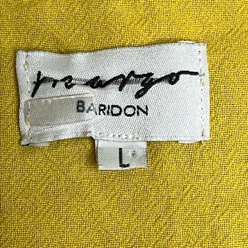 Margo Baridon Relaxed midi dress Yellow puff sleeve button down dress size large - Image 5