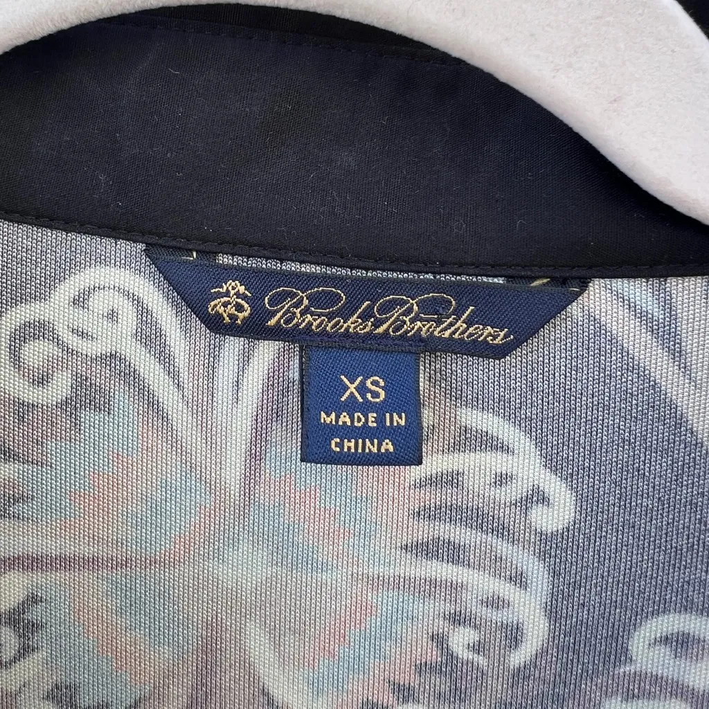 Brooks Brothers Black‎ Floral Viscose Silk Blend Long Sleeves Dress XS - Image 6