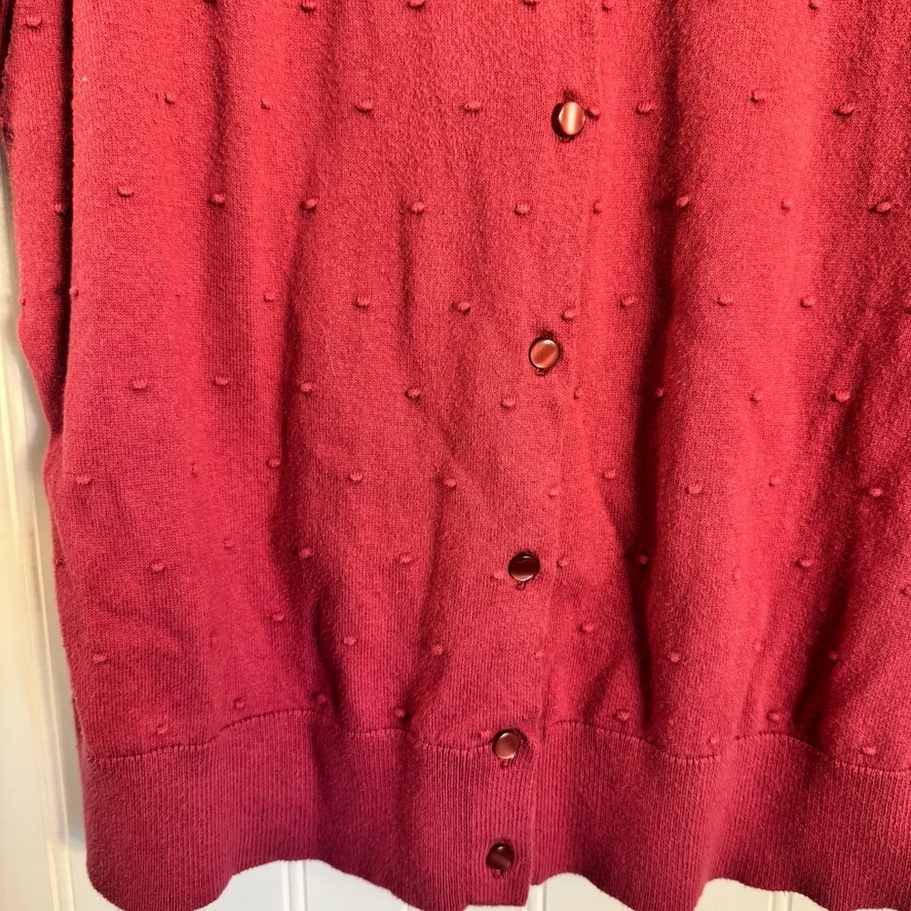 Ann Taylor Women’s Pink Button Down Polka Dot Cardigan Size Large - Image 4