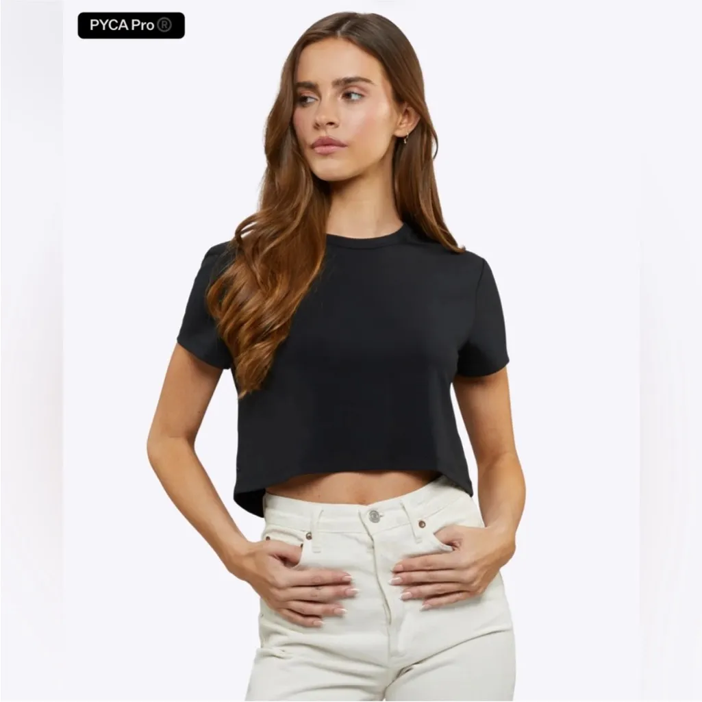 Cuts Clothing Black Cropped Tee Small - Image 4