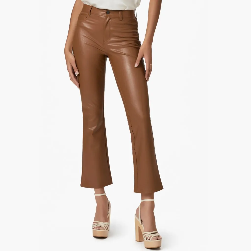 NWOT PAIGE Claudine Faux Leather Flare Leg Ankle Pants 29, DARK ARGAN - Image 3