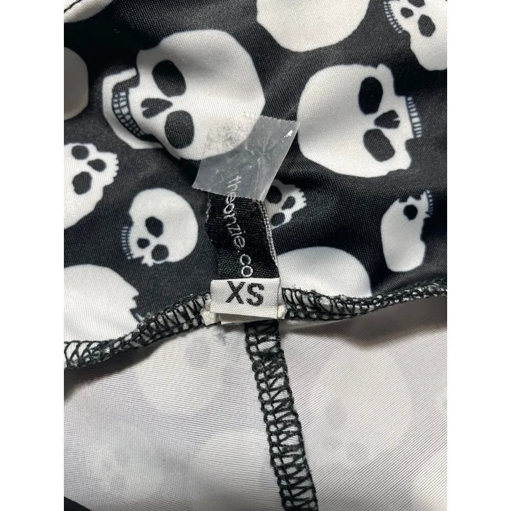 Onzie Size XS Leggings Cropped Skulls Halloween October Fall - Image 4